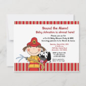 Lil Firetruck Baby shower Invitation Kaart (Voorkant)