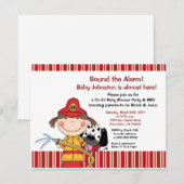 Lil Firetruck Baby shower Invitation Kaart (Voorkant / Achterkant)