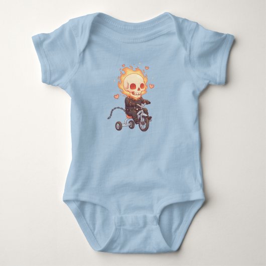 Lil' Flame Rider - Schattige Skeleton op Trike Romper (Voorkant)