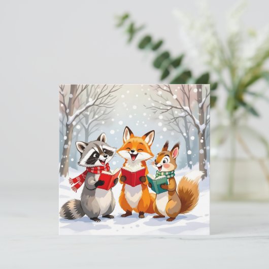 Lil Forest Critters | Gepersonaliseerde kerst Feestdagenkaart (Staand voorkant)