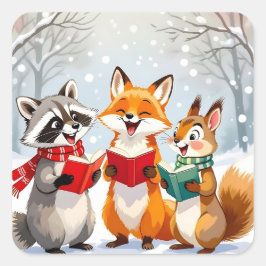 Lil Forest Dieren zingen kerstliederen Vierkante Sticker