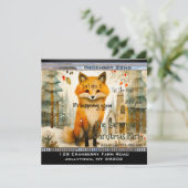 Lil Fox Zittend in Sneeuw Kerstfeest Kaart (Staand voorkant)