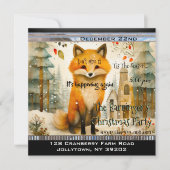 Lil Fox Zittend in Sneeuw Kerstfeest Kaart (Voorkant)
