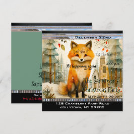 Lil Fox Zittend in Sneeuw Kerstfeest Kaart