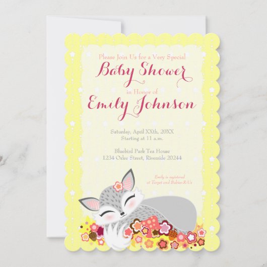 Lil Foxie Cub - Custom Baby Shower Invitations Kaart (Voorkant)