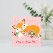 Lil Foxie Cub - Custom Baby Shower Invitations Kaart (Staand voorkant)
