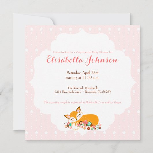 Lil Foxie Cub - Custom Baby Shower Invitations Kaart (Achterkant)