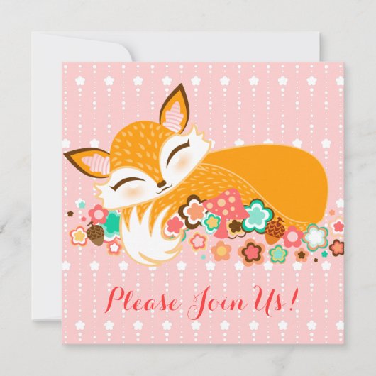 Lil Foxie Cub - Custom Baby Shower Invitations Kaart (Voorkant)