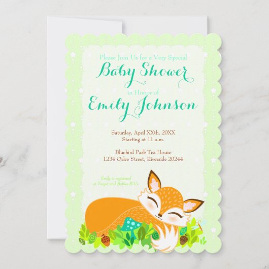 Lil Foxie Cub - Custom Baby Shower Invitations Kaart (Voorkant)