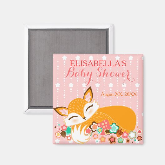Lil Foxie Cub - Custom Baby shower Magnet (Voorkant / Achterkant)
