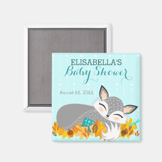 Lil Foxie Cub - Custom Baby shower Magnet (Voorkant / Achterkant)