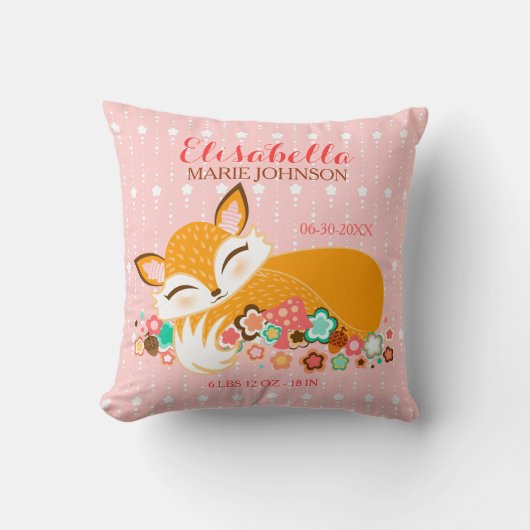 Lil Foxie Cub - Custom Birth Notice Pillow Kussen (Voorkant)