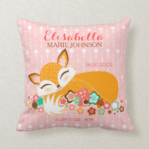 Lil Foxie Cub - Custom Birth Notice Pillow Kussen