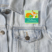 Lil Foxie Cub - Cute Custom Name Badge Button (In situ)