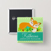 Lil Foxie Cub - Cute Custom Name Badge Button (Voorkant /achterkant)