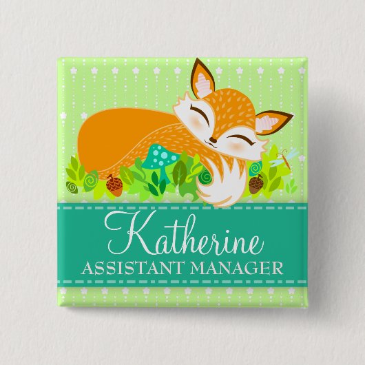 Lil Foxie Cub - Cute Custom Name Badge Button (Voorkant)