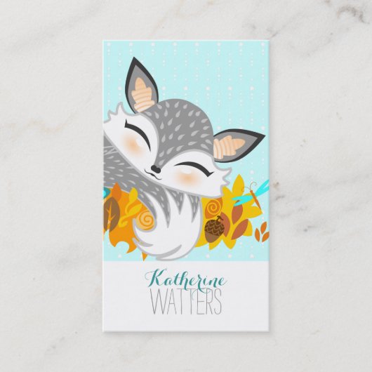 Lil Foxie Cub - Cute Fox Vertical Bizcards Visitekaartje (Voorkant)