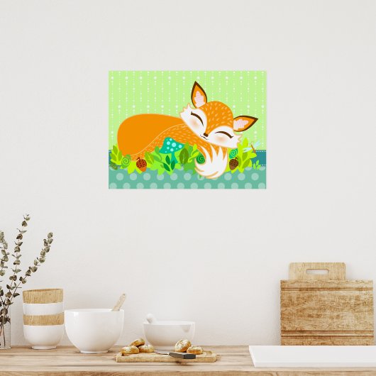 Lil Foxie Cub - Cute Fox Wall Poster (Keuken)