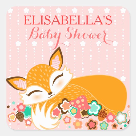 Lil Foxie Cub - Schattigee Baby Meisje Fox Custom Vierkante Sticker (Voorkant)