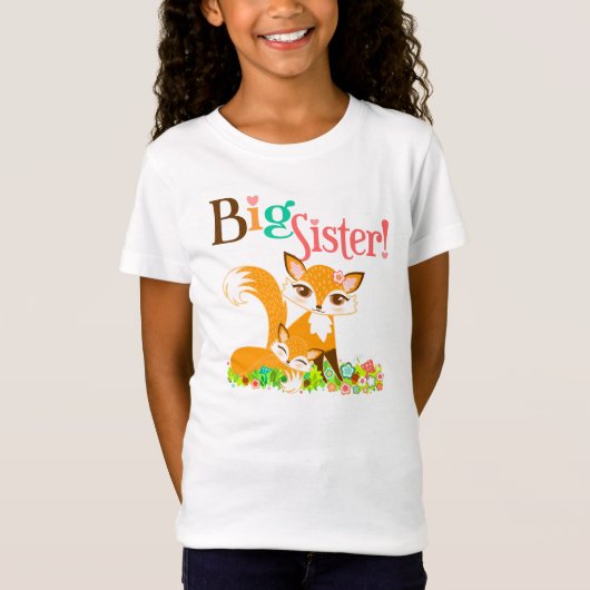 Lil Foxie Cubs - Cute Foxes Big Sister Tee Shirt (Voorkant)