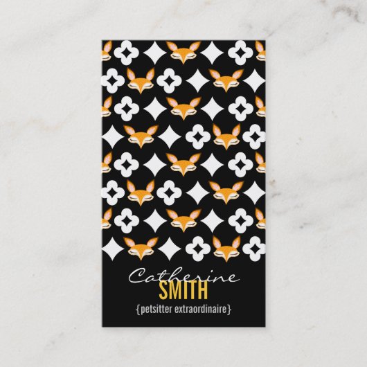 Lil Foxie - Cute Fox Pattern Vertical Bizcards Visitekaartje (Voorkant)