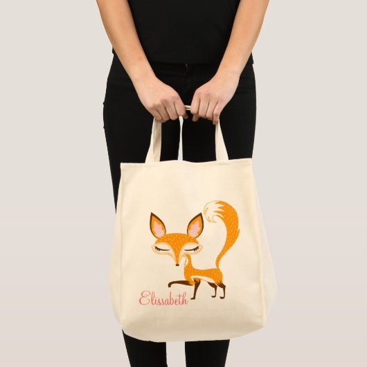 Lil Foxie - Cute Girly Fox - Custom Canvas tas (Voorkant (product))