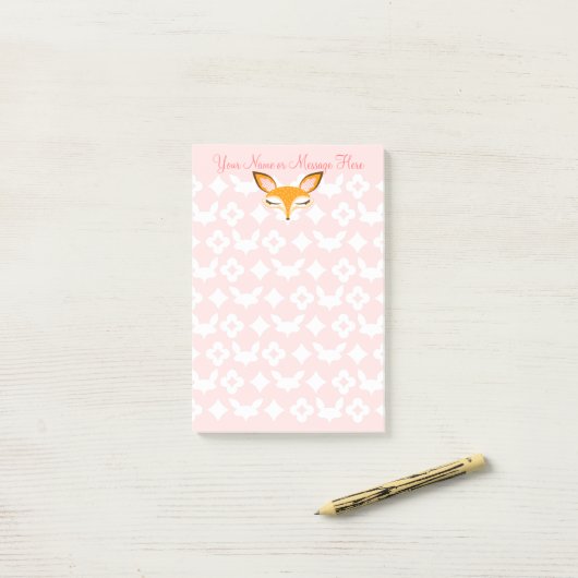 Lil Foxie - Cute Girly Fox Custom Post-it® notes (Op bureau)