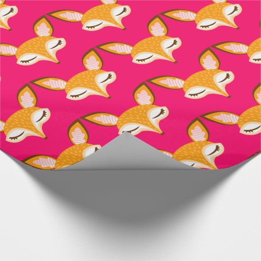 Lil Foxie - Cute Girly Fox Pattern Wrapping Paper Cadeaupapier (Hoek)