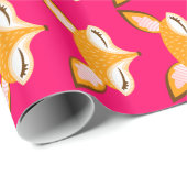 Lil Foxie - Cute Girly Fox Pattern Wrapping Paper Cadeaupapier (Rol Hoek)