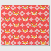 Lil Foxie - Cute Girly Fox Pattern Wrapping Paper Cadeaupapier (Vlak)