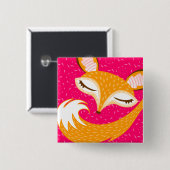 Lil Foxie - Cute Sleepy Fox Button Pin (Voorkant /achterkant)