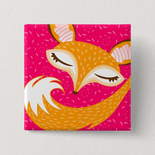 Lil Foxie - Cute Sleepy Fox Button Pin (Voorkant)
