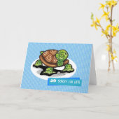 Lil Green Turtle Belated Birthday Kaart (Gele Bloem)