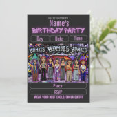 Lil Homies Chicanas Party Invitation 90s Theme Kaart (Staand voorkant)