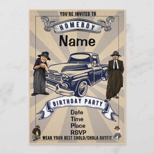 Lil Homies Chicanas Party Invitation 90s Theme Kaart (Voorkant)