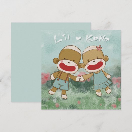 Lil & Kona houden handen vast Bedankkaart (Voorkant / Achterkant)