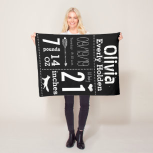 Lil' Lady Vos Elke Kleur Baby Geboorte Statistieke Fleece Deken