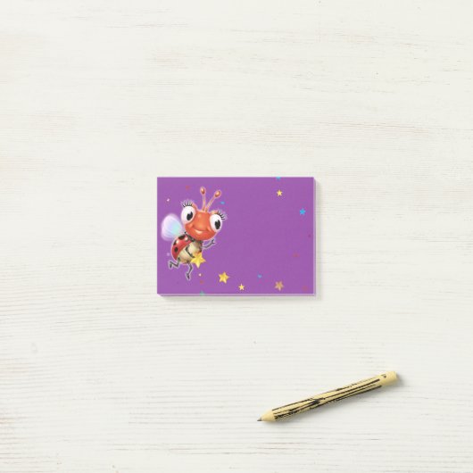 Lil Ladybug paarse Post-it notitieblok Post-it® Notes (Op bureau)