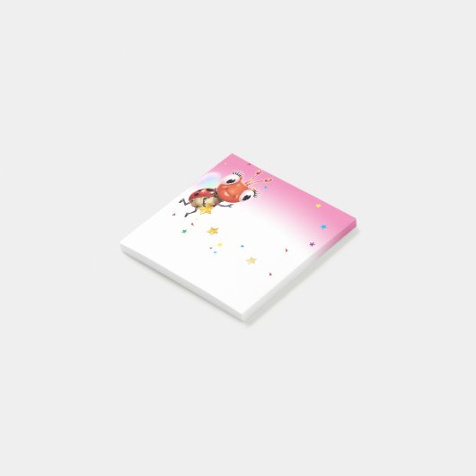 Lil Ladybug Post-it note block square. (Schuin)