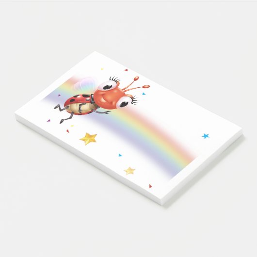 Lil Ladybug Rainbow brede Post-it notitieblok Post-it® Notes (Schuin)