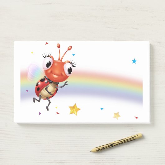 Lil Ladybug Rainbow brede Post-it notitieblok Post-it® Notes (Op bureau)