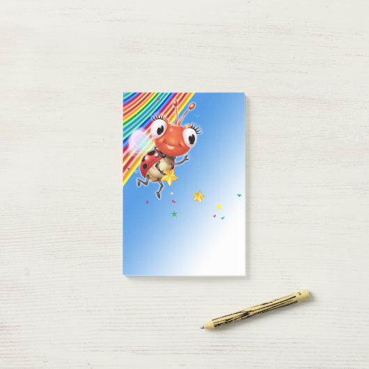 Lil Ladybug regenboog sterren hoog Post-it notitie Post-it® Notes (Op bureau)