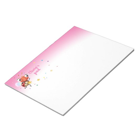 Lil Ladybug roze aangepast notitieblok (Schuin)