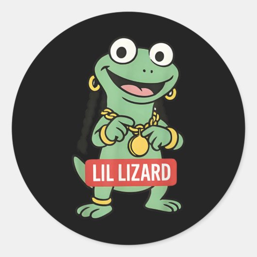 Lil Lizard Funny Lizard Trending Meme Ronde Sticker (Voorkant)