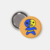 Li'l Lucha Libre Worstelmagneet (blauw-geel) Magneet (Voorkant / Achterkant)