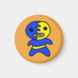 Li'l Lucha Libre Worstelmagneet (blauw-geel) Magneet