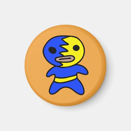 Li'l Lucha Libre Worstelmagneet (blauw-geel) Magneet (Voorkant)
