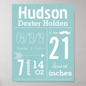 Lil Man Mustache Chalkboard Boy Baby Stat Arrow Poster (Voorkant)