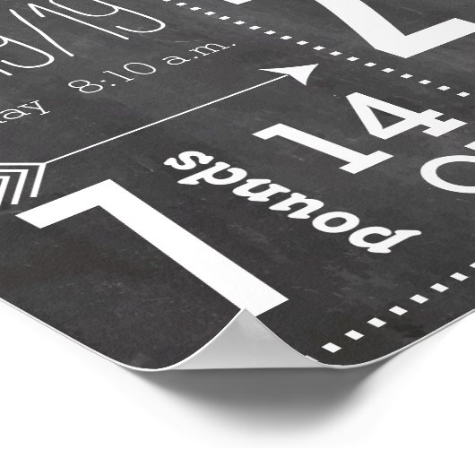 Lil Man Mustache Chalkboard Boy Baby Stat Arrow Poster (Hoek)