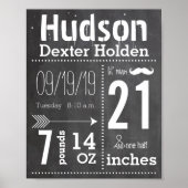 Lil Man Mustache Chalkboard Boy Baby Stat Arrow Poster (Voorkant)